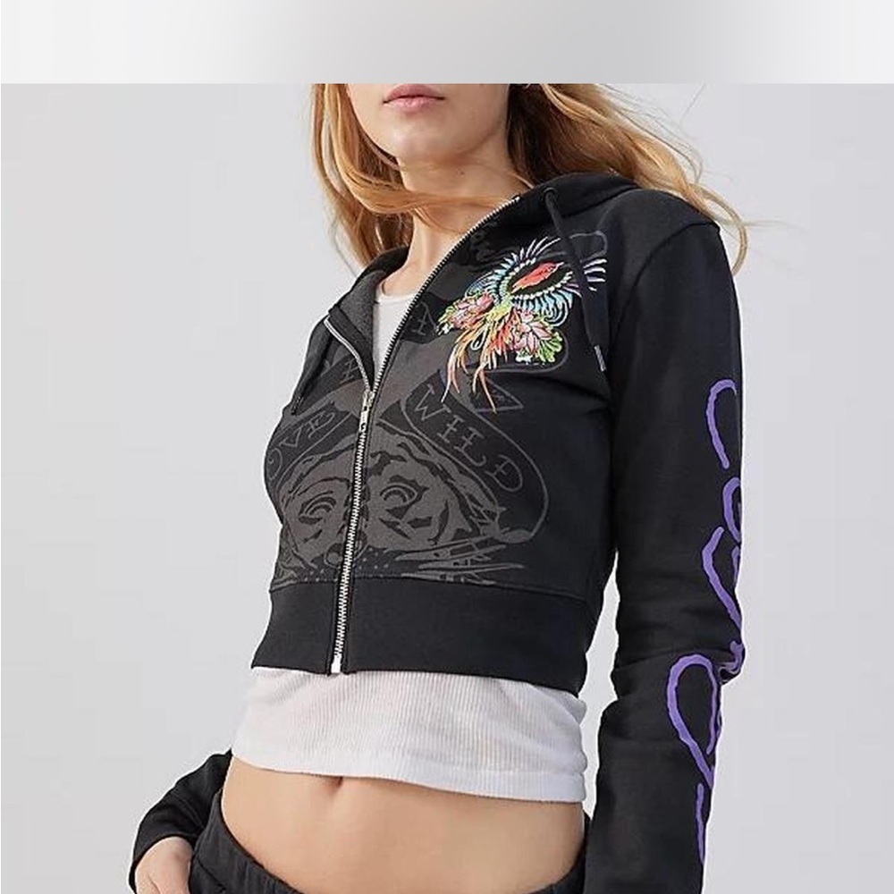 Ed Hardy Crop Zip Hoodie (L)